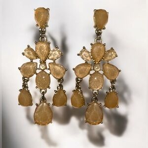 Vintage Peach & Gold Gem Dangle Earrings